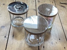 3x Empty Clear Glass Candle Jars With Metal Lids, For Candle Making, Used