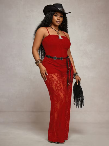 Plus size red lace - plus,