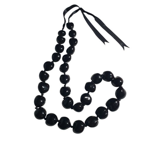 Black beaded kukui nut - beaded,