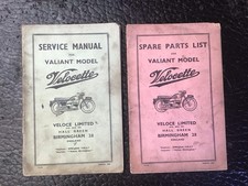 Velocette Valiant spare parts list and service manual