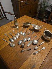 Antique Collection Of Silver Plate Spoons And Table Ware