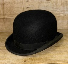 Vintage Black Fur Felt Bowler Hat - Size 6 7/8 / 56cm By Lock & Co London