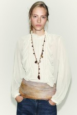 ZARA Cream  Gauze Blouse Top