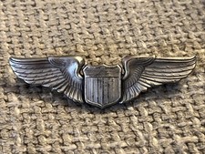 US Army Airforce Pilot Wings Pin Uniform Collar Badge WK2 WKII WWII Vintage