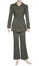 Vintage 1970s Womens Rite - Wear of London Herringbone Flared Trouser Suit UK 8