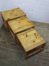 SET of PINE NEST OF 3 TABLES SANDED & WAXED.