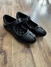 Next Girls Black Patent School Shoes Size 1.5 Good Condition 