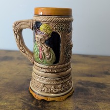 Vintage German Beer Stein Ceramic Tankard Musical Wind Up Jersey Regal 