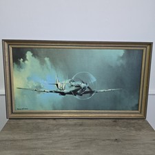 Barrie A.F.Clark A Large Framed Print Depicting A Spitfire In The Sky Retro 