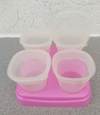 Set 4 Pots Tray Baby Food Storage Flip Lids Freezable Plastic Storage Pink #3