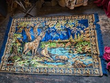 Vintage 1980's Velvet Deer Rug