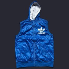 Men’s Vintage Adidas Wet Look Trefoil Reversible Sleeveless Vest Gilet Size M