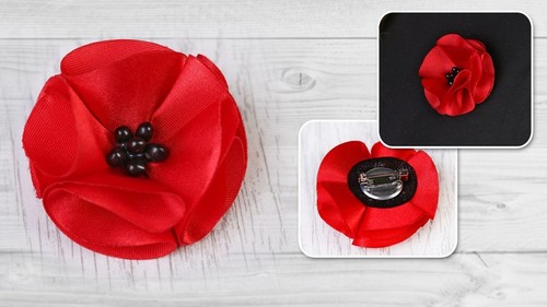 Red poppy silk flower - red,