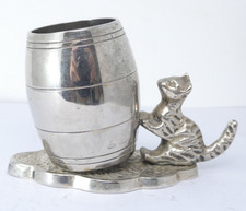 Cat & Barrel Holder White Metal Novelty Table Ornament With Base