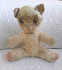 Vintage Mohair Sitting Cat 40's Farnell Merrythought? Ting a Ling, Glass Eyes