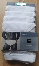 Mens Pure Cotton Briefs white 4 pack by Marks And Spencer BNWT