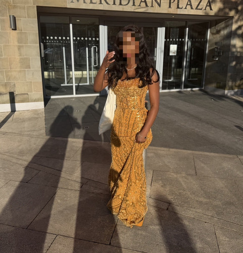 Nigerian gold sequin beaded - gold,