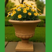 Tall Rustic Brown Urn Planter