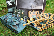 RC Twin Battle Tank Radio Remote Control Tank Large M1A2 Vs Tiger-I 