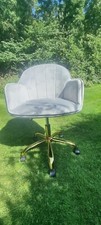 Crushed Velvet Upholstered Home Office Chair Desk Swivel Adjustable Gold Legs
