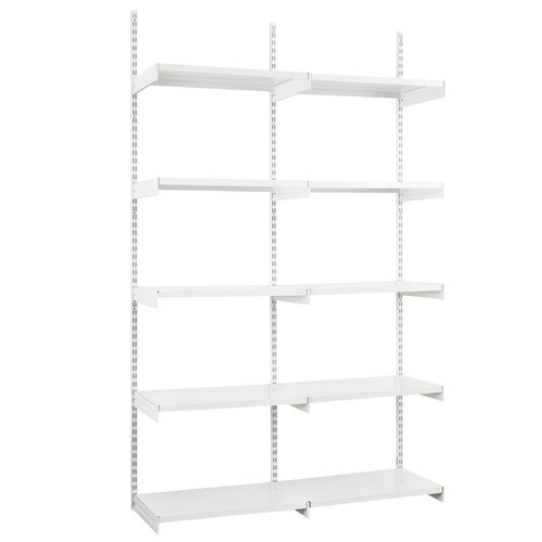 White twin slot shelving - white, kit