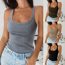 Womens Ladies Ribbed Cami Vest