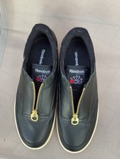 New Reebok Classic Club Black Leather Trainers Size 8 Zip Closer