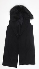 Zara Woman Black Fur Trim Long