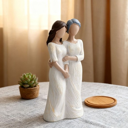 Mother and daughter statue - and,