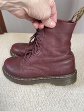 Doc Martens Cherry Red Soft Pascal Leather 1460 8 Hole Boots Uk4/37 Good 