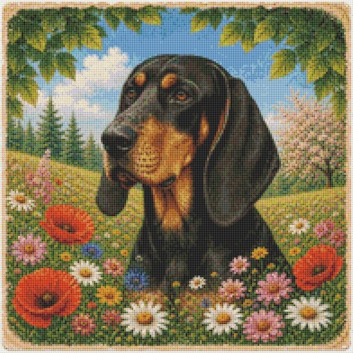 Black and tan coonhound puppy - and,