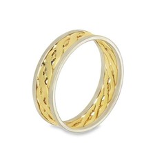 9ct Yellow & White Gold Celtic Wedding Band - Size U - 7mm