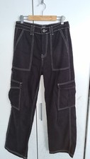 Urban Outfitters Black Denim Jeans Trousers Size 8 Ladies Wide Leg/ Straight Leg