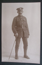 WW1 Era RPPC BRITISH SOLDIER IN UNIFORM MEDAL RIBBONS STICK ROYAL ENGINEERS