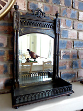 Antique Victorian Wall Hanging Bevelled Mirror With Shelf Mantel Desk Mirror
