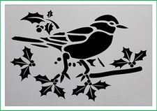 Christmas robin - merry christmas paint spray reusuable stencil premiu