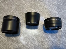 Canon Powershot Lens Bundle TC-DC52A Tele-Converter WC-DC52 Wide Angle + adapter