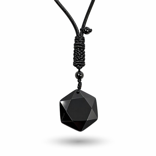Star obsidian hexagram pendant - star,