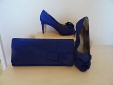 JACQUES VERT TWIST BOW DETAIL PLATFORM SHOES AND MATCHING BAG  -BLUE SIZE 3 -NEW