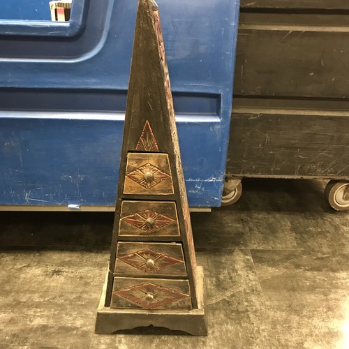 Vintage solid wood pyramid - wood,