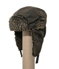 Marks & Spencer Trapper Hunting Winter Hat Mens S 6 3/4-6 7/8 Khaki Brown Waxed 