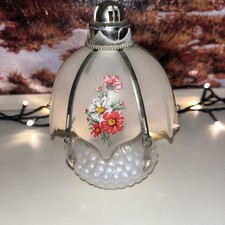 Vintage Floral Milk Glass Lamp Fragrance Scent Holder