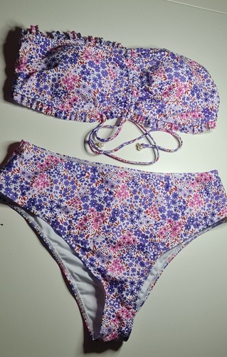 Purple floral high - high, waisted