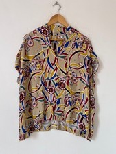 Kin John Lewis Blouse Small Yellow Red Floral Scandi Oversized Floral Relaxed 