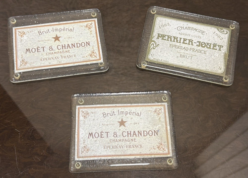 Set vintage glass coasters - 3,