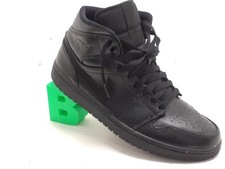Nike Air Jordan 1 Mid Triple Black Trainers - UK 8 EUR 42.5 - 554724-090 Used 