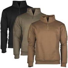 Mil-Tec Tactical Sweatshirt Fleece Inner Sleeve Pockets Outdoor Jumper Sporty