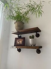 Scaffold Board Wall Shelf Handcrafted Rustic Wooden Shelf +2 Brackets