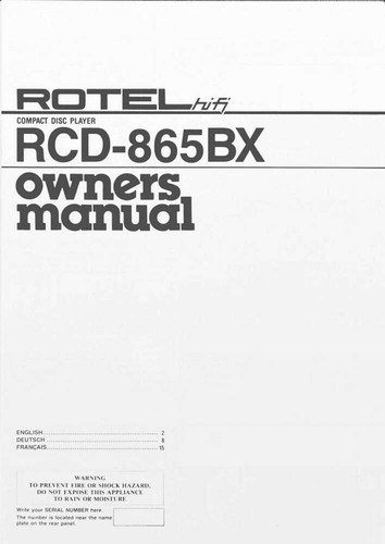 Rotel rcd 865bx - rotel, rcd-865bx