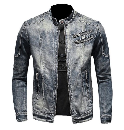 Men blue denim jacket band - blue,